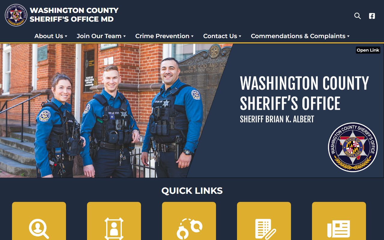 Washington County Sheriff's Office website for warrant records in Washington County