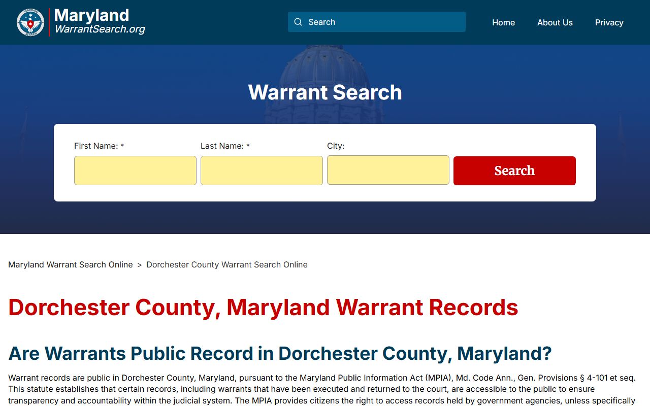 Maryland warrant records public information act resource page